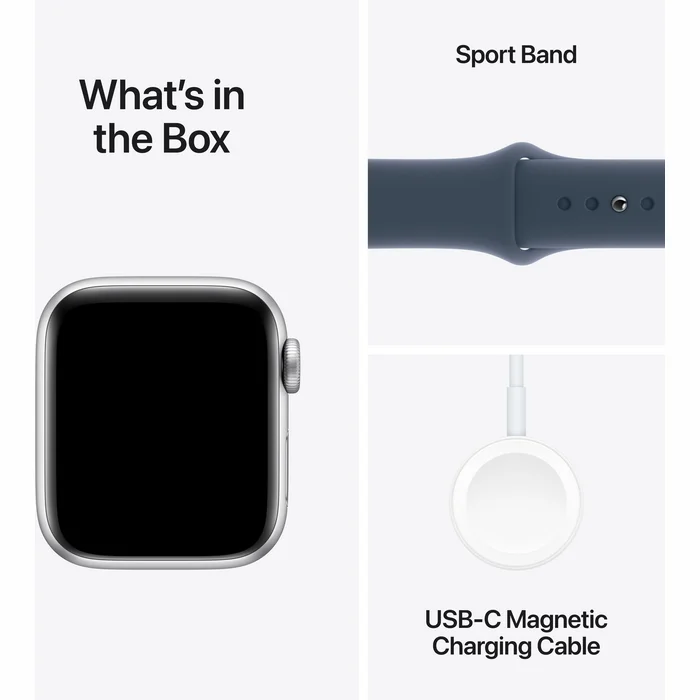 Viedpulkstenis Apple Watch SE 2023 GPS + Cellular 40mm Silver Aluminium Case with Storm Blue Sport Band - M/L